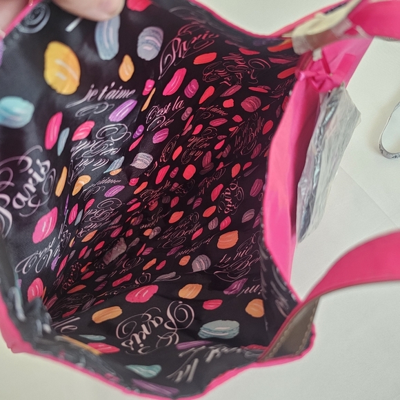 Lancome Hot Pink Nylon Tote Bag With Bronze Straps + Bonus Mini Pouch - Picture 4 of 7